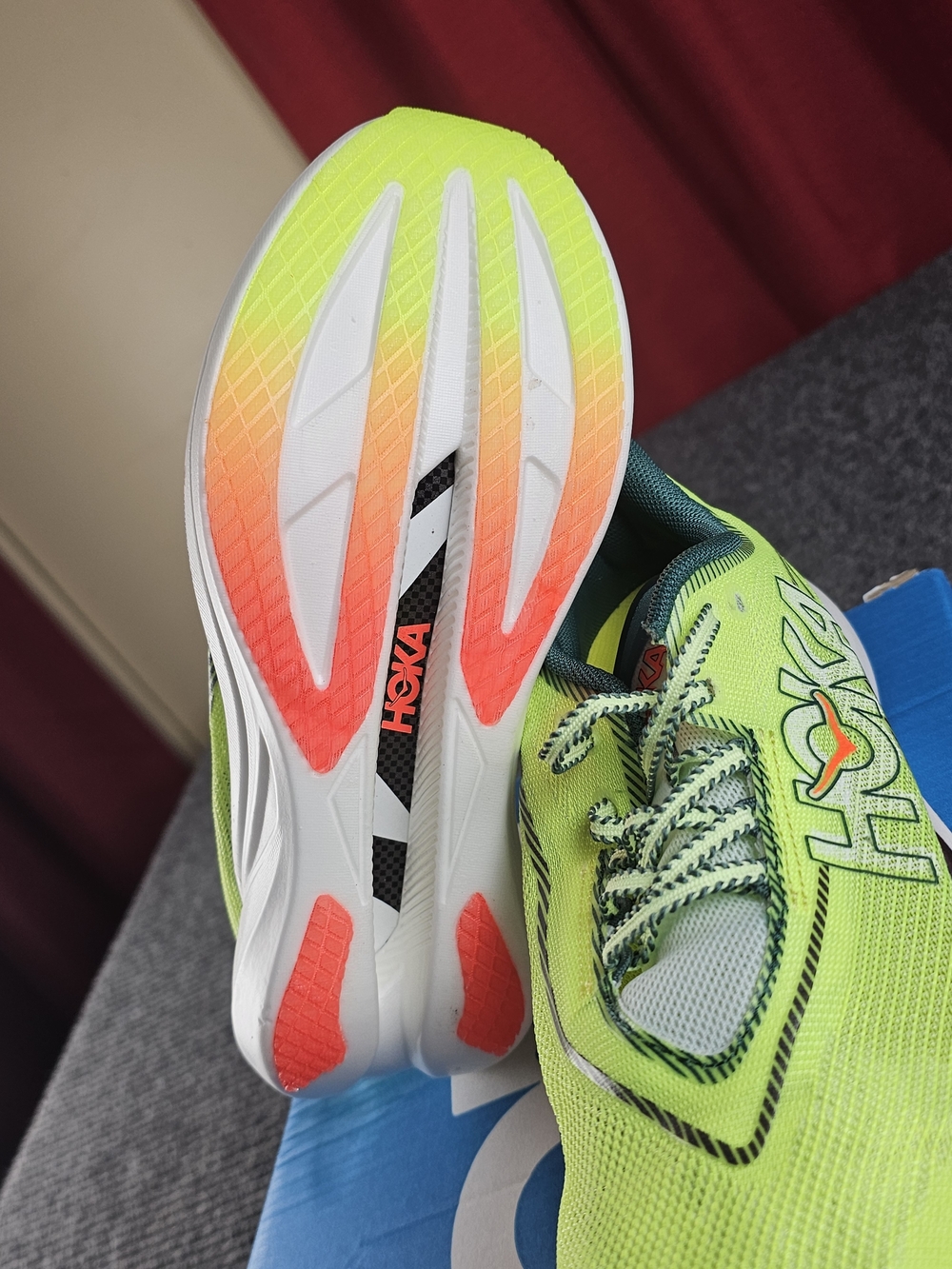 HOKA U Cielo X1 3.0 Neon Green/Teal Running Shoes Womens 7.5 - Picture 7 of 9